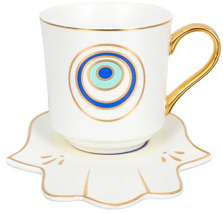 Garneck 2 Sets Fancy Tea Cups Set Turkish Tea Mug Saucer Ceramic Espresso Cup for Restaurant Cafe