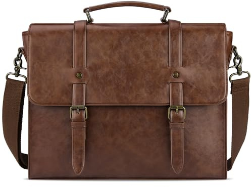 Lubardy Messenger väska herr portfölj laptopväska 15,6 tum axelväska väska vattentät notebook väskor vintage läder för arbete affärsresa skola