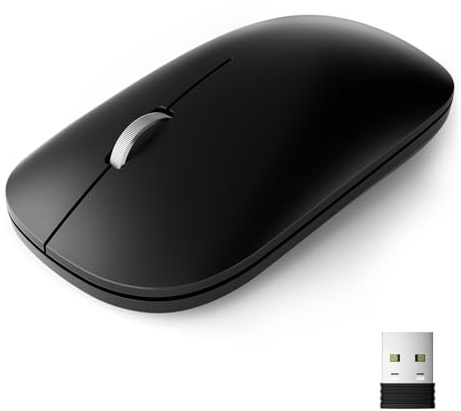 wegear MW7 Ultradünne Maus Kabellose,2,4 GHz-USB funkmaus,1600 DPI mit USB-empfänger, 24 Monate, tragbare Computermäuse für Windows, MacOS, iPadOS, Android,Schwarz