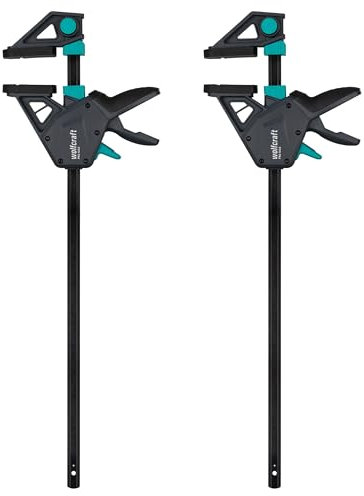 wolfcraft 2 pinze a una mano PRO MAX I 8662060 I 250 kg di forza di serraggio per le massime esigenze professionali I elevata forza di tenuta I 450 mm di larghezza di serraggio I Made in Europe