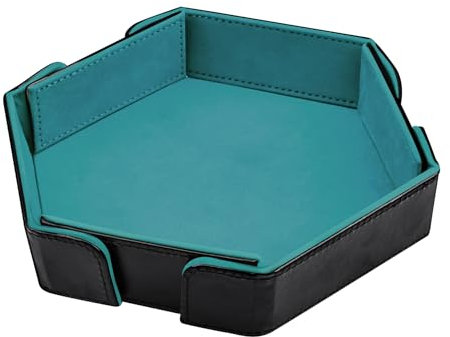 SIQUK Magnetisches Würfeltablett Hexagon Würfelbrett Faltbar Würfel Würfelbretter Sechseck Würfelteller Dice Tray, Cyan