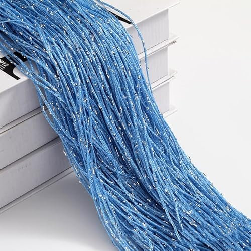 YKAFADE Fadenvorhang 2 Stück 100 x 200 cm Fadengardine Glitzer Fliegenvorhang Wandvorhang Dekorative Gardine Raumteiler Balkontür Kürzbar Türvorhang für Hochzeit, Café, Restaurant -Blau