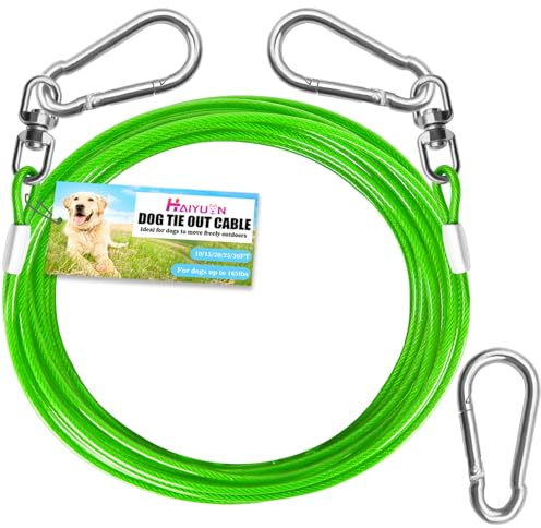 HaiYUAN Cable de amarre para perro, cadena de perro resistente para patio, correa y correa para exteriores, azul/morado/verde/rosa, 10/15/20/30 pies, correa para perros exteriores
