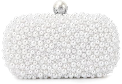 Jywmsc Bolsos de Mano de Perlas Blancas para Mujer Bolso de Mano con Cuentas Formal Boda Novia Tarde Bolsa Fiesta Bolso Tote