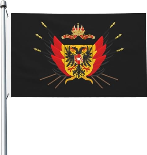 Drapeau de l'Empire allemand, Saint-Empire romain germanique, aigle, 90 x 150 cm, résistant aux UV, bannière saisonnière avec œillets en laiton, pour extérieur et intérieur