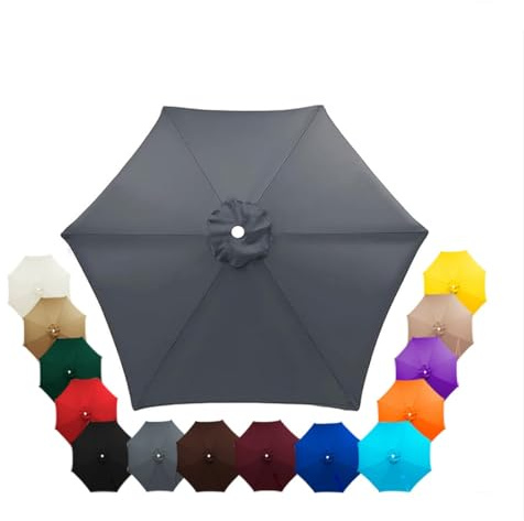 Parasol Replacement Canopy 2.5m, 2.7m, 3.5m, 6/8 Arms, Garden Umbrella Replacement Parasol Fabric, for Yard, Beach, Garden Umbrella, Canopy Only, Beige(Gray,2.5m/6-Ribs)