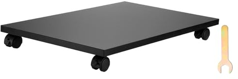 PATIKIL Soporte para Torre De PC De 12x19 Pulgadas, Soporte para Torre De Computadora De Madera Soporte para CPU Bajo Escritorio Carrito Móvil con 4 Ruedas para Alfombra Torre, Negro