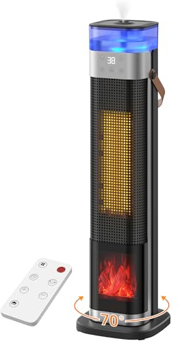 Electric Heater for Home, 3 in 1 Portable Space Heater with Humidifier/Ambient Light, 2000W Ceramic Energy Efficient Room Heater, 3 Modes, 12H Timer, Remote Control, Overheat & Tip Over Protection