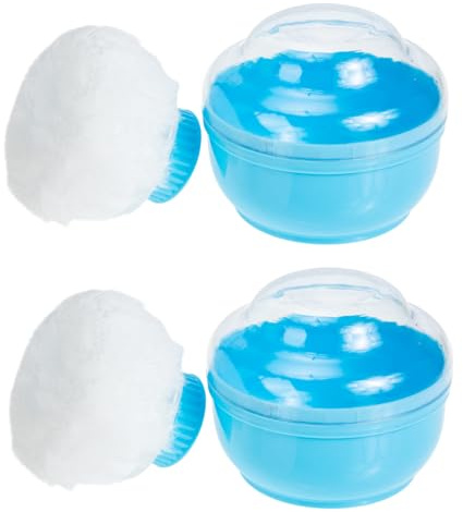 Gogogmee 2 Satz Babypuderquasten Etuis mit Aufbewahrungsboxen aus Acrylplüsch und Pp für Frische Glatte Haut nach Baden für Heimgebrauch