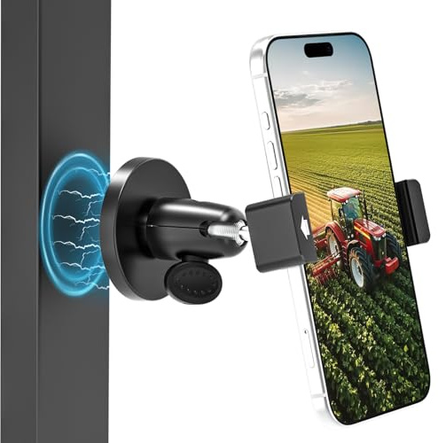 Dosvsi Magnet Handyhalter Traktoren, [Alle Metall & Robust] Magnetische Handyhalterung Für Gabelstapler, Rasenmäher, Boot, Fitnessstudio Klammer für iPhone 17/16/15/14, Galaxy S/A/Z Flip, 4-7 Handys