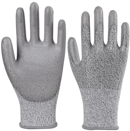 AEUXZA 1 Paar Schnittschutzhandschuhe Gr. L, Level 5 Schnittfeste Handschuhe Küche & Garten, HPPE Arbeitshandschuhe Rutschfest, Atmungsaktiv & Robust für Glas, Bau, Schnitzen & Heimwerken