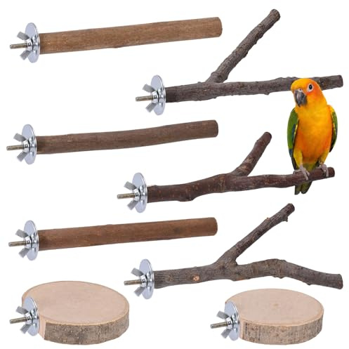 8pcs Holz Vogel Spielzeug Zubehör Kanarienvogel Holzstangen Vogelkäfig | Sitzstangen Vogelständer für Wellensittich Nymphensittich Agaporniden Naturholzstangen Vogelstange Vogelzubehör Vogelkäfig