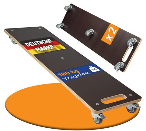 Rollbrett24® 2er-Set Transportroller 100x30 cm - Je 180 kg Traglast (360 kg gesamt) - 360° kugelgelagerte Rollen & Rutschhemmende 15 mm Platte - Made in Germany