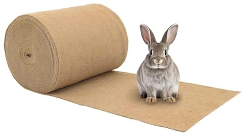 GeenYuu Alfombra para roedores de cáñamo, 0,5 x 25 m, 5 mm de grosor, base antideslizante natural para animales pequeños, lavable, impermeable, ideal como alfombrilla para comederos y protección del