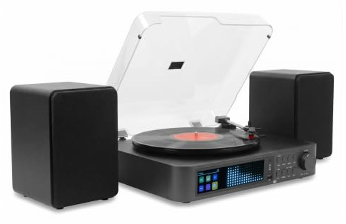 Audizio Norfolk - Tocadiscos con Bluetooth y USB Acabado Negro Radio Dab+ | Bluetooth, USB y entrada AUX incorporados, radio integrada y mando a distancia, perfecto para los coleccionistas de vinilos