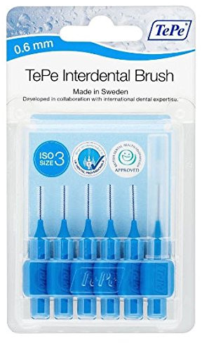 Tepe Interdentalbürsten in Blisterverpackung, 0,6 mm, Blau, 3 x 6 Stück