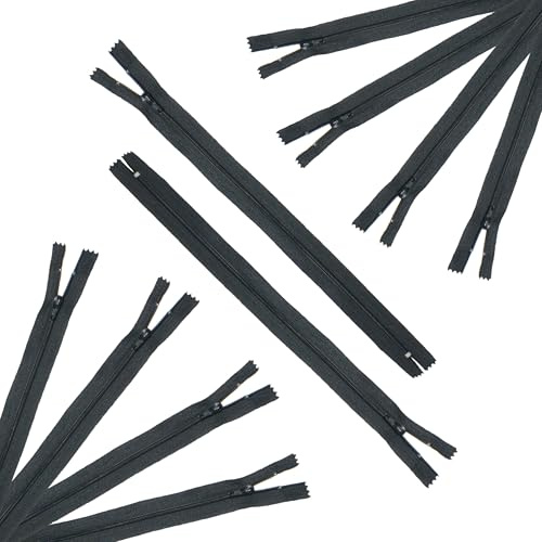 Trimz 25 cm Langer schwarzer One Way Endstopper-Reißverschluss mit 4 mm Zähnen, 10 Stück, Polyester