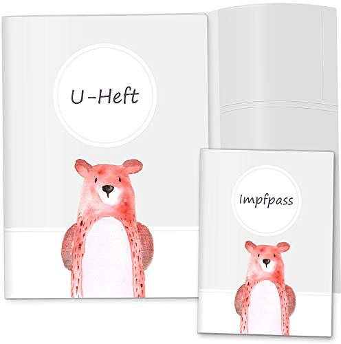OLGS U-Heft und Impfpasshüllen 3-teilig Set Waldtiere Untersuchungsheft Hülle & Impfpasshülle (Uhefthülle, Impfpasshülle für Kinder ohne Personalisierung, Bär)