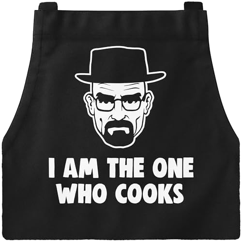 MoonWorks® Grill-Schürze für Männer mit Spruch I am the one who cooks Baumwoll-Schürze Küchenschürze