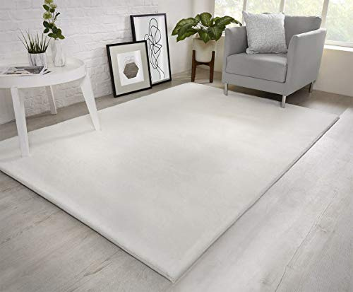 viceroy bedding NATURAL FAUX RABBIT FUR Rug Ultra Soft Plush Extra Large Animal Rugs Living Room Wool Shaggy Fluffy 26mm Thick Pile Height Modern Area Rugs - (White, 160cm x 230cm (5.5ft x 7.5ft))