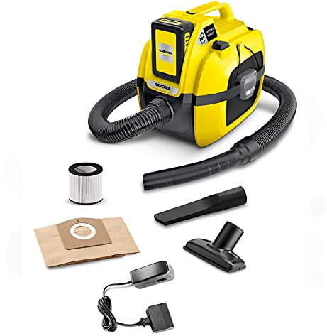 Kärcher 18v Multi-Purpose Vacuum Cleaner WD 1 Compact Battery, wet and dry vacuum cleaner, cartridge filter, hose: 1.20 m, container size: 7 l, power: 230 W, 18v battery and charger included