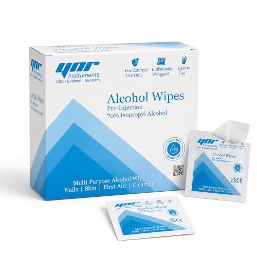YNR 70% Alcohol Pre-Injection Isopropyl Wipes - Individually Wrapped First Aid Skin Cleaning Easy-Tear Sachet Wipes (50PCS)