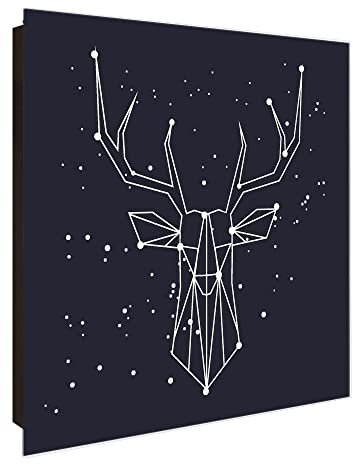 banjado Großer Schlüsselkasten Glas - Schlüsselbox 30x30cm mit 50 Haken - Schlüsselkasten modern für Schlüsselaufbewahrung mit beschreibbarer, magnetischer Glastür - Motiv Sternbild