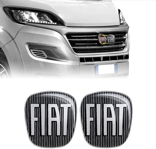FIAT 14188B-2Pz 3D Aufkleber Logo für FIAT Dolbò, Schwarz, 2 Stücke, Vorne und Hinten, 90 x 81 mm