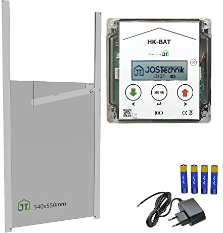 Gänseklappe Batteriebetrieb HK-BAT Set mit selbstverriegelnder Klappe 340x550 mm + Steuerung Anlocklicht