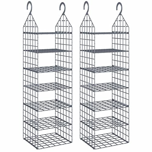 vidaXL 2X Estanterías Colgantes para Armario con 7 Estantes Organizador Ropero Chaqueta Espacio Almacenamiento Mueble para Familia Hogar