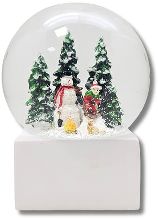 Minium Collection 20104 Schneekugel Weihnacht Stimmung Schneemann Winter auf Sockel weiß eck, Pure-Line, Durchmesser 100mm