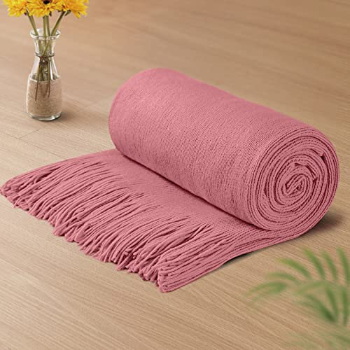 Vonty Strickdecke mit Quasten, Fransen, 127 x 152,4 cm, superweiche Strick-Überwurfdecke, Bauernhaus, dekorative, leichte Decke für Couch, Sofa, Bett