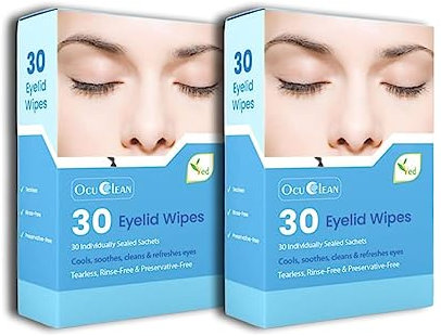 Salviette Ved per palpebre e ciglia per il trattamento perioculare negli adulti e nei bambini.Sicuro e naturale per ciglia e palpebre,confezione da 30 salviette sterili pre-inumidite (CONFEZIONE DA 2)