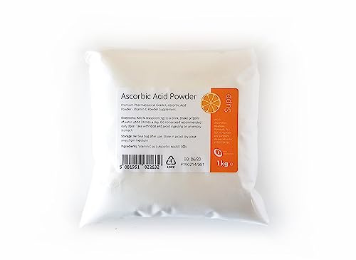 Intralabs - L Ascorbic Acid 1kg Vitamin C E300 Non GMO 100% Pure Pharmaceutical Grade Powder.