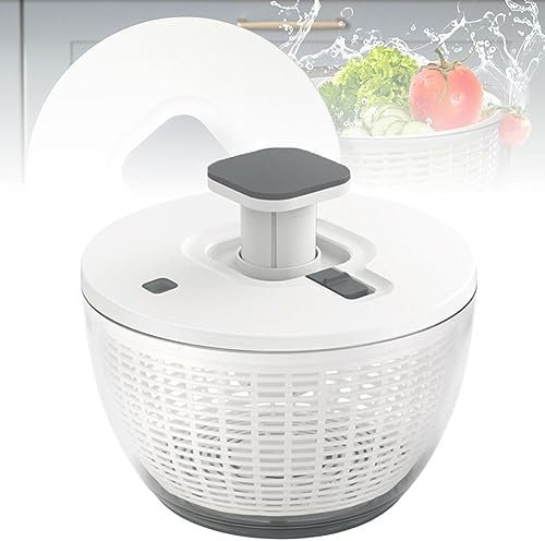 Fruit Spinner Dryer, Manual Salad Spinner with Bowl, One-Handed Pump, Colander and Built In Draining System, Vegetable Dryer Mixer for Fresh, Crisp, Veggie Fruit