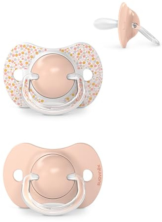 Suavinex Nappar i 2-pack, symmetriska nappar i silikon, SX Pro, napp, för 6–18 månader, platt och flexibel nät, Dreams rosa)