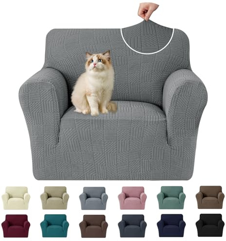 Ystyle Stretch Couchüberzüge 1 Sitzer Mit Armlehne, Hellgrau | Sessel Überzug Antirutsch, Universal Sofa Cover, Durable Waschbar Couch Bezug, Kratzfester Sofahusse Für Haustiere