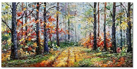 Diathou Art Forest Landscape Oil Painting Modern Abstract Art Wall Decoration 30x60 inches