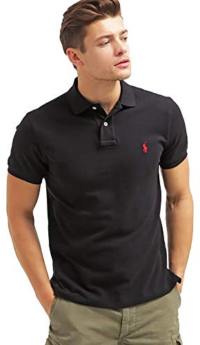Ralph Lauren Custom Slim-Fit Piqué-Poloshirt, Schwarz , XL