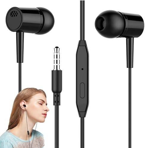 Auriculares con cable de 3,5 mm | Auriculares con aislamiento de ruido, micrófono integrado, auriculares de sonido jack de 3,5 mm para PC, hogar, tableta, teléfono móvil