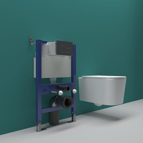 SKY Bathroom 0.82M Low Height Concealed Frame, Rimless Wall Hung Toilet, Soft Close Seat Set丨345BW