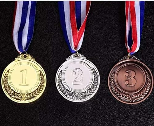 Quick.Simple.Easy - 12 piezas + 3 medallas de oro y plata y bronce, medallas ganadoras de premios de oro, plata, bronce para competiciones, fiestas, estilo olímpico, 5 cm