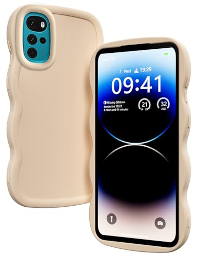 XINYEXIN Funda para Motorola Moto G22 / Moto E32 / E32s, Carcasa Marco de Ondas Forma Rizado Linda Silicona Líquida Antigolpes Bumper Case Cover - Blanco
