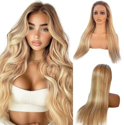 Munx Ombre Ash Blonde Lace Front Wig 13x4 HD Transparent Lace 180% Density Glueless Human Hair Medium Size Women Wigs