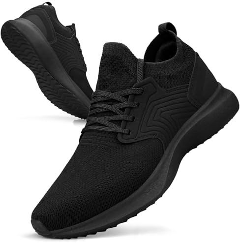 Giniros Basket Homme Chaussures de Sport Running Basquette Tennis Sport Course Respirant Légères Confortables Mode Marche Fitness Outdoor Gym Jogging Sneakers Homme Noir 42
