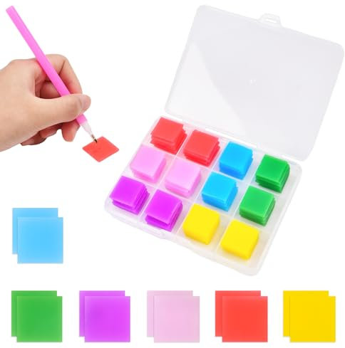 96 Stück Diamond Art Painting Kleber,6 Farben Bunte Diamond Art Painting Wachs,Kreuzstich Bohrschlamm,Diamant Malerei Zubehör Leim Ton Wachs Werkzeug Set,Für DIY Stickerei Zubehör,2x2cm