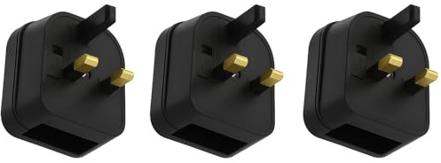 3 x Peak Power EU Plug to UK Socket Adaptor, EU to UK Plug Adaptor with 5A Fuse, Type C EU2 Pin CEE7 Plug to Type G UK Socket, 2 Pin EU Plug to 3 Pin UK Adapter Socket