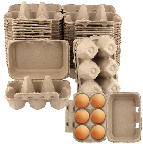 SOUJAP 20 PCS Egg Boxes Cardboard for 6 Eggs, 6 Count Half Dozen Cardboard Egg Cartons for Kitchen, 15 x 10 x 7cm