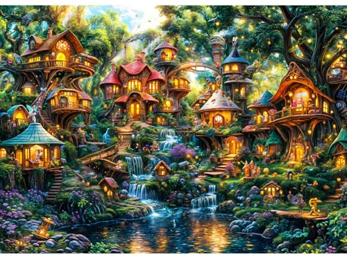 Jigsaw Puzzles for Adults 1000, Impossible Puzzle for Adults Educational Games. Challenging Puzzles, Puzzle Game for The Whole for Women, Gifts for Men, Theme:Elf House