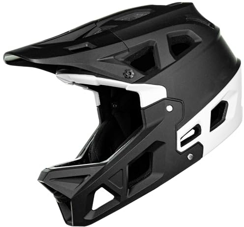 ILM Adult Mountain Bike Helmet Men & Women Full Face Lightweight BMX MTB Helmet ASTM CPSC CE Certified Cycling Helmet Model ZL-B068 (BW, Large)